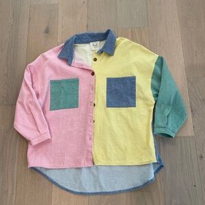 Fantastic fawn oversized small colorful denim button down
